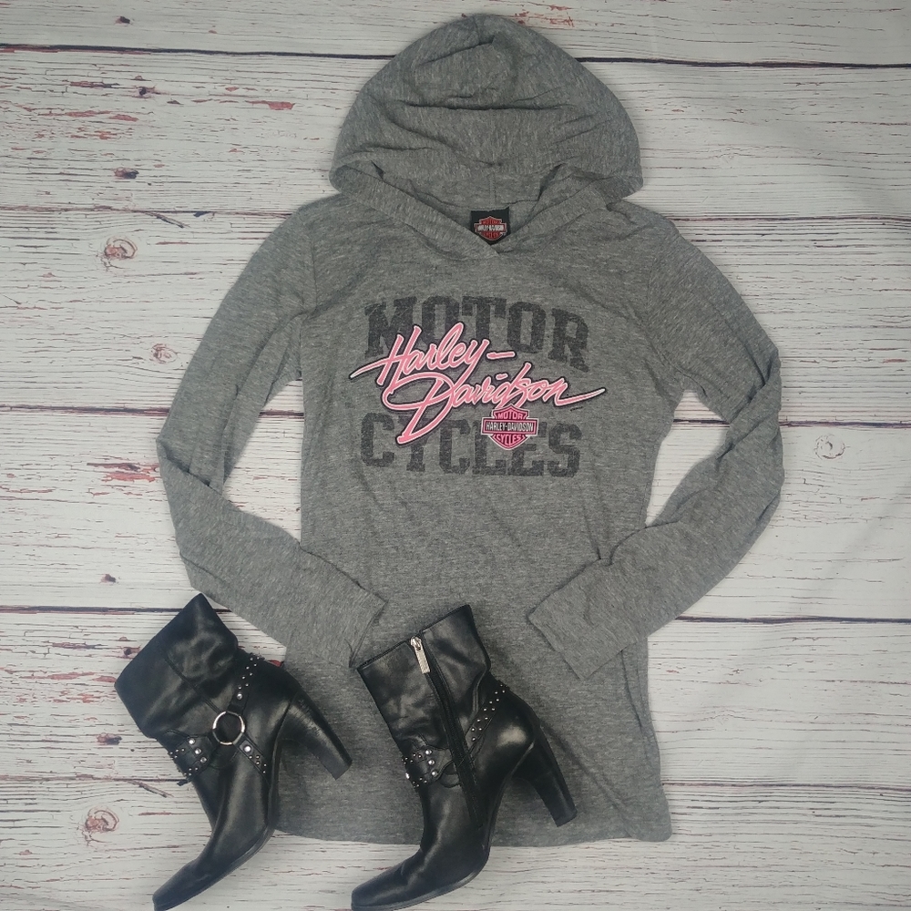Pink/Grey Harley-Davidson Light Hooded Pullover